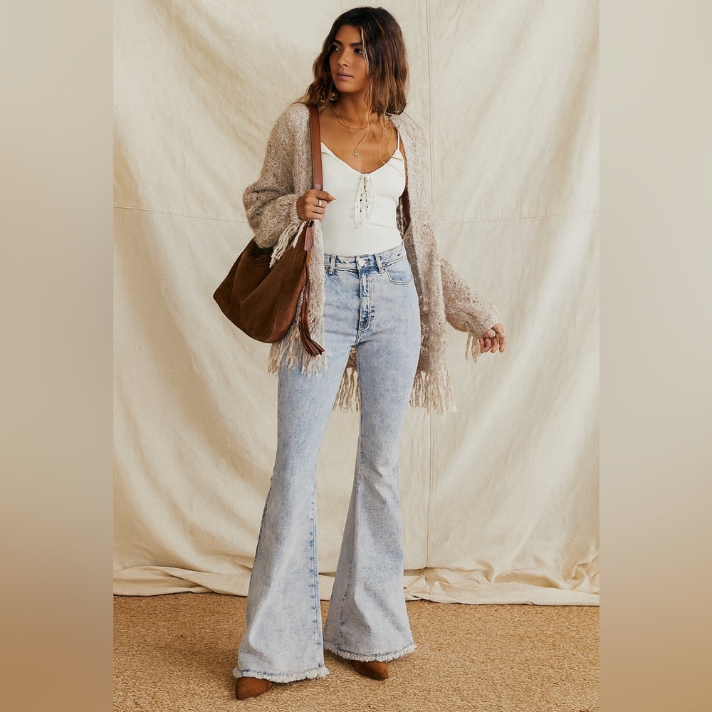 Altar’d State Flare Bell Bottom Jeans Marble Wash